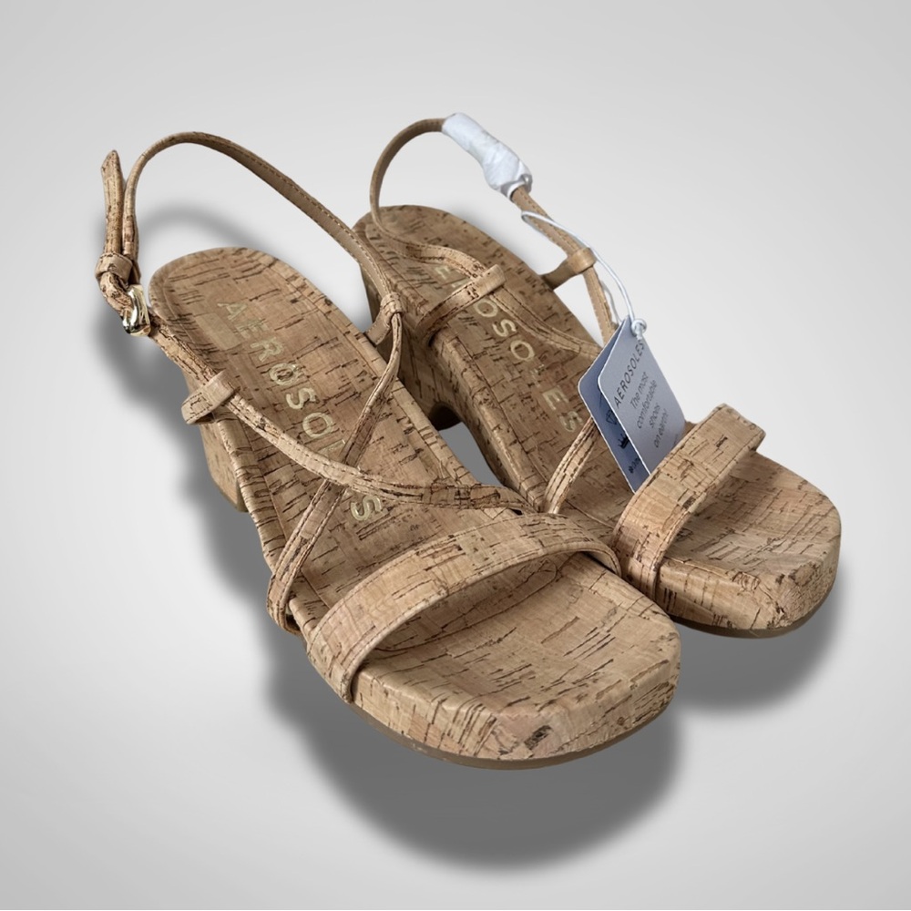NWT Aerosoles Strappy Cork Wedge Sandals
